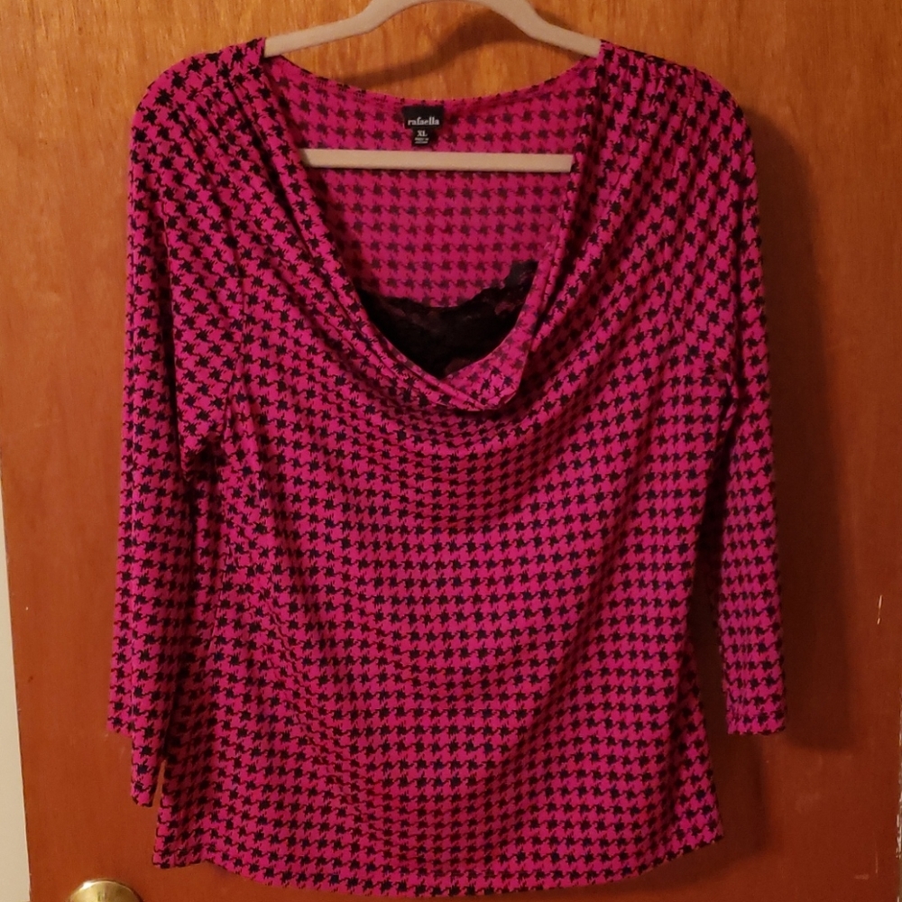 Rafaella Magenta & Black Polyester & Spandex Top